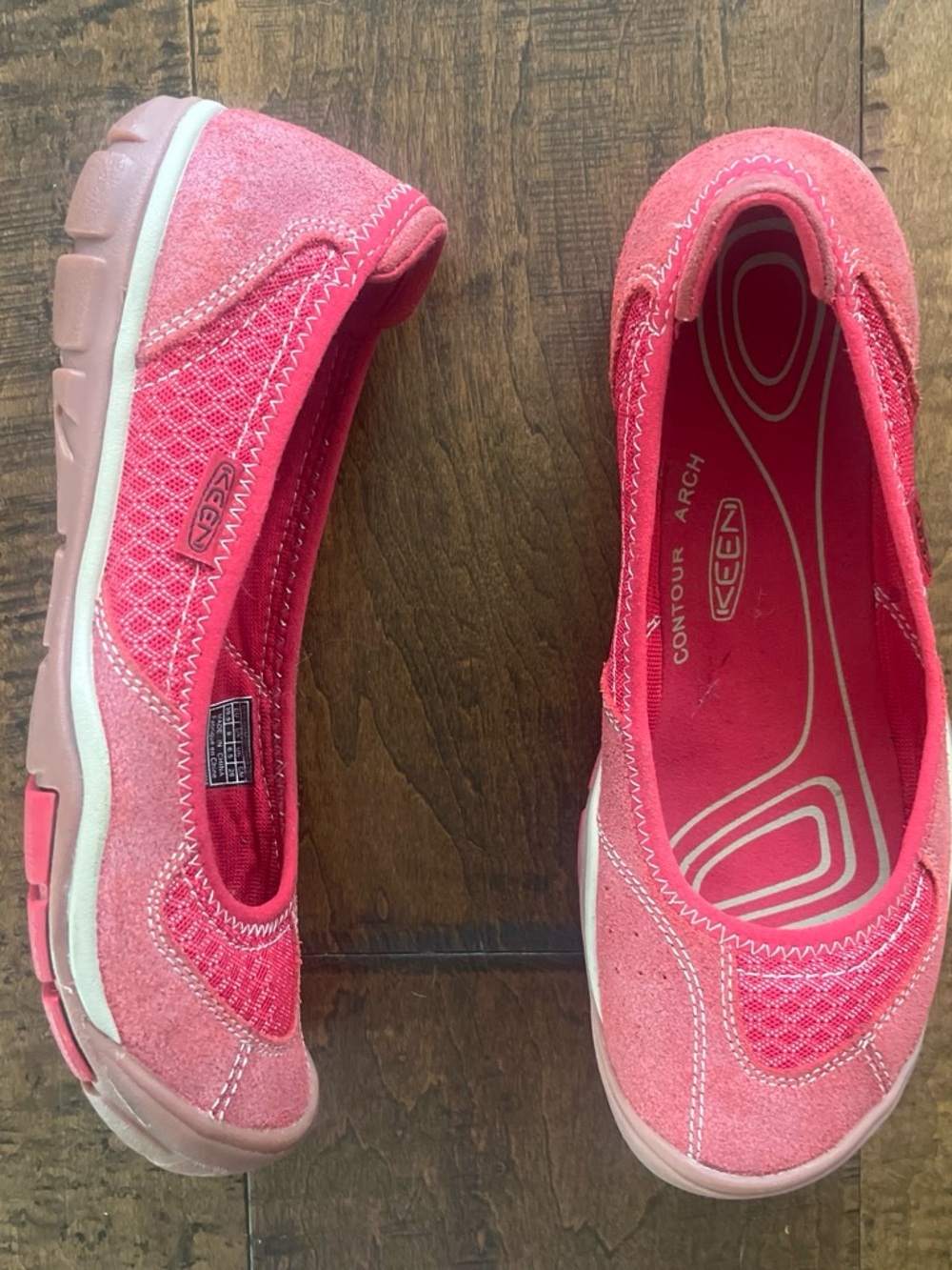 KEEN Mercer Ballerina CNX red suede and mesh ballet sneaker flats Sz. 9